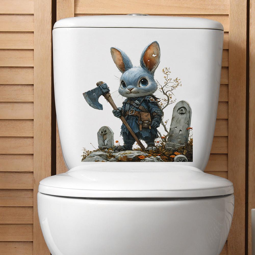 And Bunny Tomb Design Closestool Wall Sticker For Modern Halloween Decor Wall