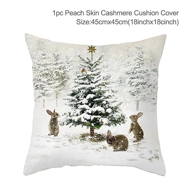 Santa Claus Christmas Tree Snow Scene Snowman Animal Deer Rabbit Bird Fox Sofa Seat Bedroom Car Office Decoration Pillowcase