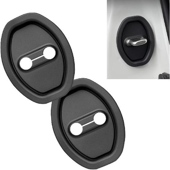 Car Door Strike Protector, Silicone Shock Absorber Pads, Car Door Lock Cover, Universal for Most Cars (Black)