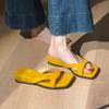 Keep Version~ Korean Version of Simple Outer Wear Thick-soled One-word Slippers Women's Retro Leather Soft-soled Open-toed Simple Cool Slippers