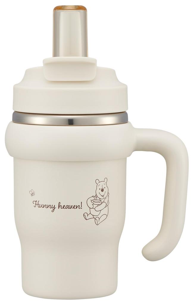 Skater Straw with Direct Disney Winnie the Simple Tumbler, 570ml, Insulated, Cold/Hot, Handle, 2-Way, Drinking, Pooh, Logo, STSTB6-A
