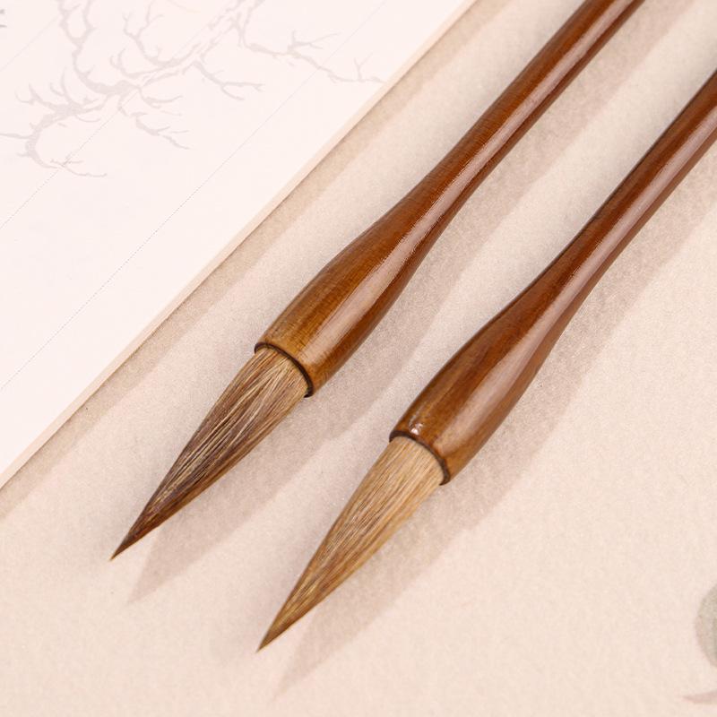 Elegant Quiet Wolf Hair Brush for Beginners: Chinese Painting & Calligraphy Practice, Large Character, Professional Grade Stationery.