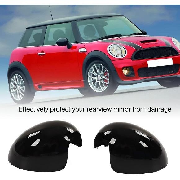 Side Mirror Cover Protector 2pcs Door Mirror Cover Left Right Glossy Black Rear View Mirror Cover Replacement for R55 R56 R57 R58 R59 R60 R61