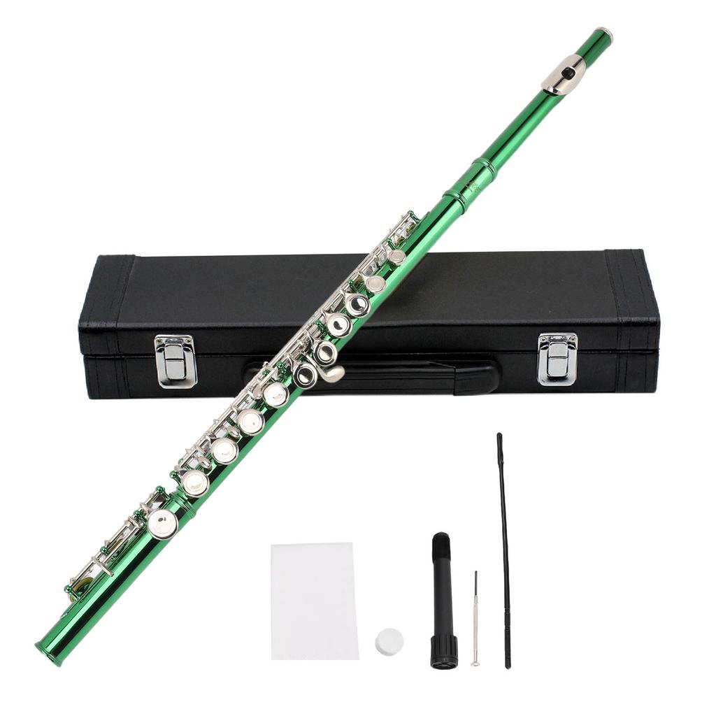 C Flute 16 Key White Copper C Flute Set with Cleaning Tools Portable Bag for Beginners Students