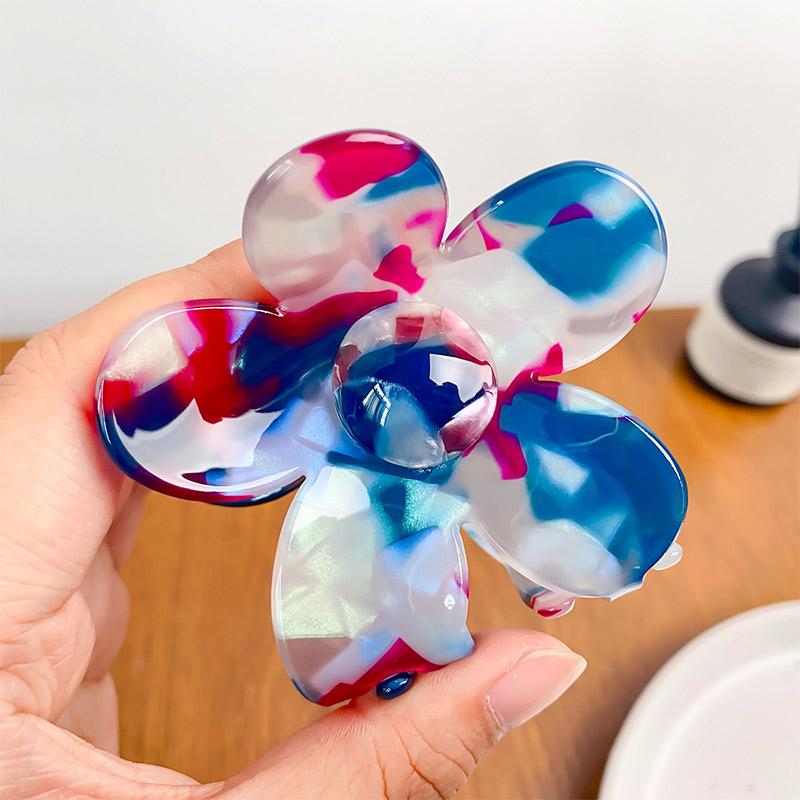 Korean Retro Flower Clip for Women Girls Imitation Acetic Acid Hair Clip Large Shark Clip Hair Accessory Fashion Cute Claw Clip