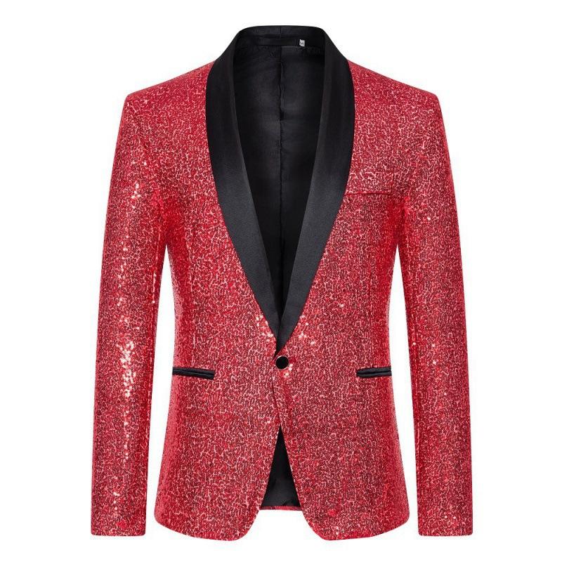 Multi Colors Men's Pearl Plate Suit Sequin Blazer Blue Silver Red Sparkly Glitter Jacket Wedding Party Stage Clothes for Men