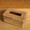 Rattan Tissue Box Cover Hand Woven Square Rattan Holder Tissues Creative Desktop Living Dining Room Tissue Box Storage Tray