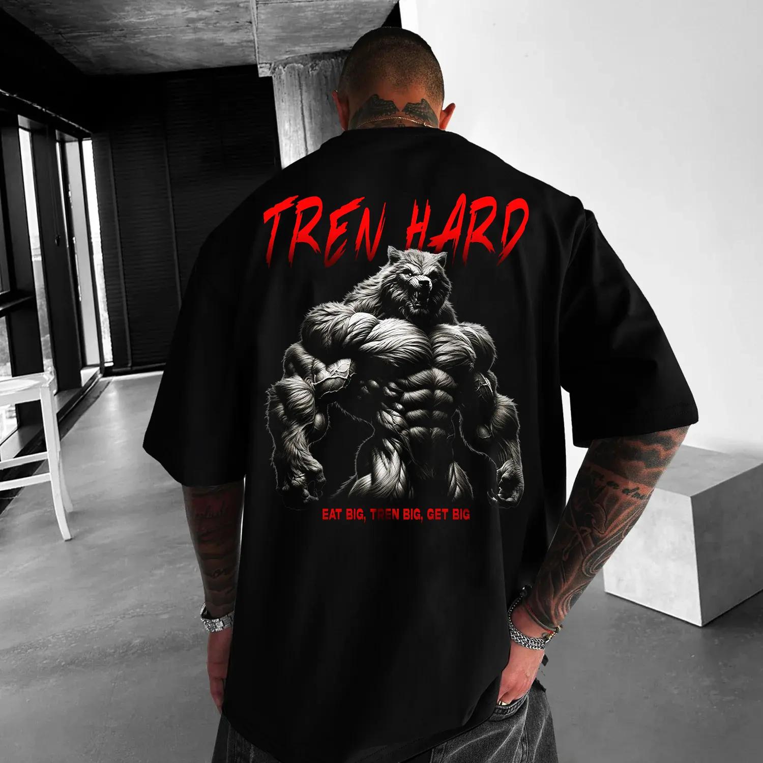 Wolf Pure Cotton TShirt Streetwear Fitness Muscle Black Men Summer Short Sleeve - Men s Summer Cotton Graphic Tee S разноцветный