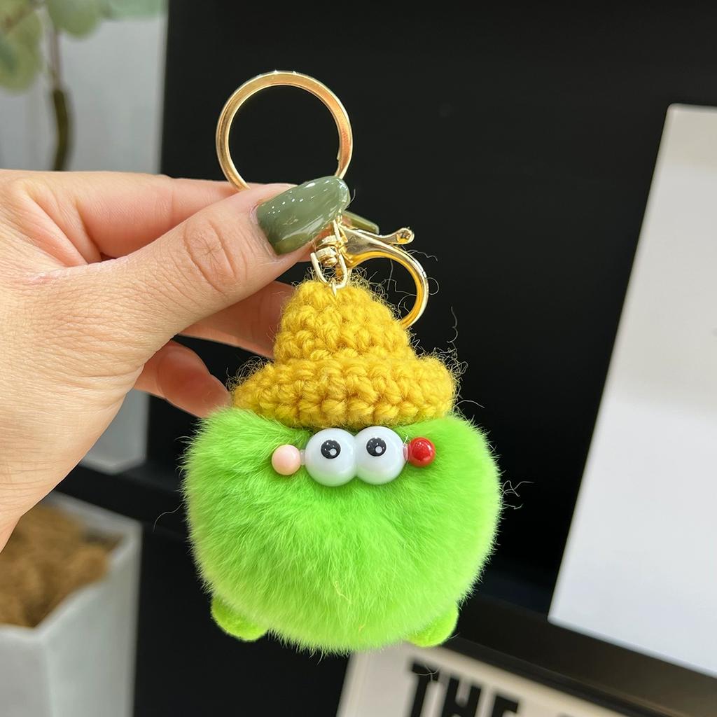 Small Coal Balls Korean Ins Internet Celebrity Rex Rabbit Hairball Cute Elf Schoolbag Pendant Car Keychain Mobile Phone Pendant