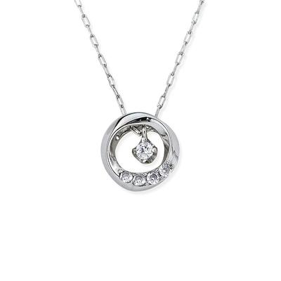 [La Amore Eterno] Necklace, Accessory for Women, Single Stone, RoundOval Twist Ring, Zirconia, Silver Pendant, Gift