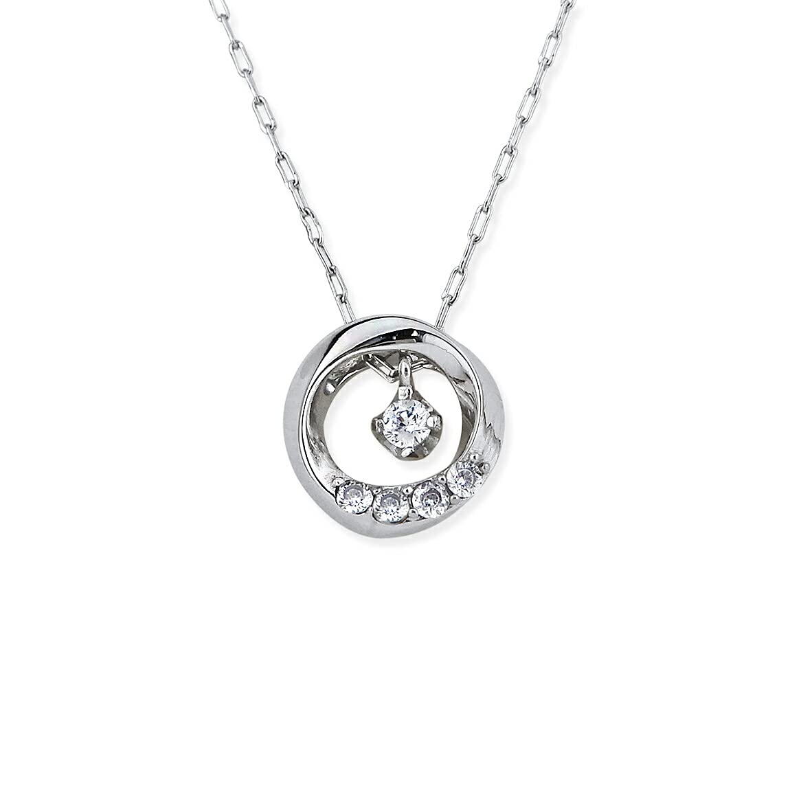 

[La Amore Eterno] Necklace, Accessory for Women, Single Stone, RoundOval Twist Ring, Zirconia, Silver Pendant, Gift