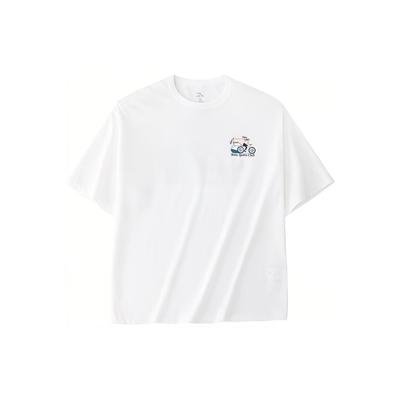 Lifestyle Serie Buchstabenaufdruck Vielseitiges Gestricktes Sport Kurzarm T-Shirt Damen Tops Schneeweiß 162428102-1