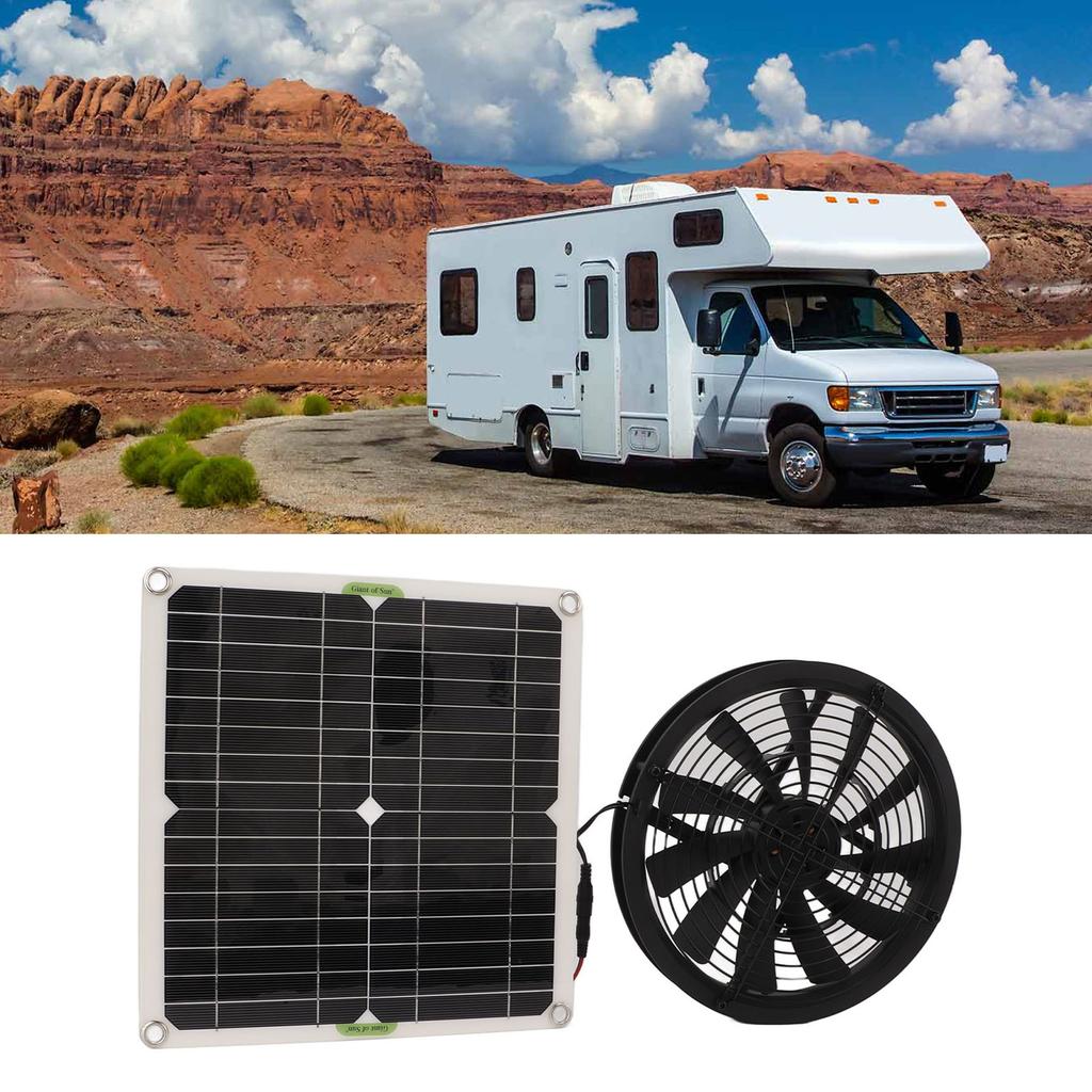 Solar Panel Powered Fan 10in Diameter Ventilator 100W for RV Yacht Greenhouses Bathroom