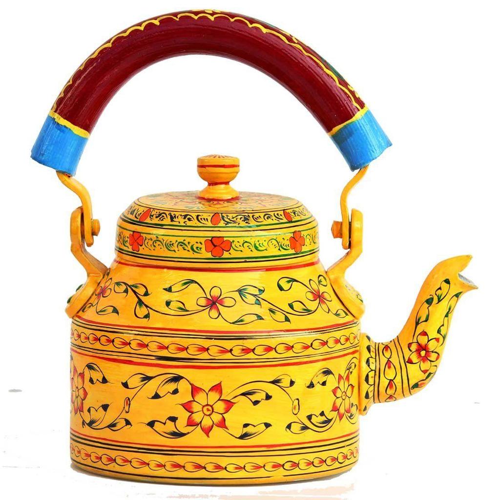 Handbemalter Designer-Wasserkocher aus Aluminium für Tee/Kaffee, Heimdekoration und Geschenkzwecke. Fassungsvermögen 1 L,