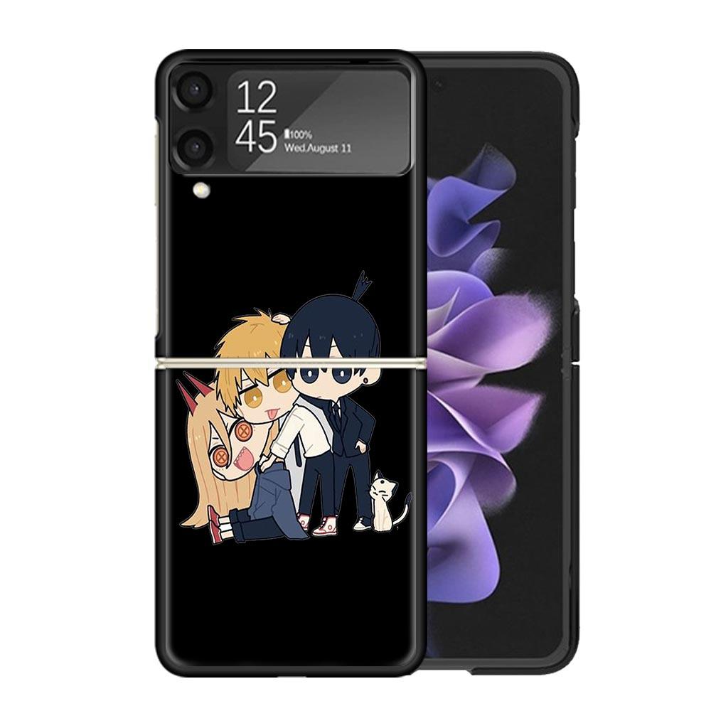 Chainsaw Cartoon Clear Phone Case For Samsung Z Flip 7 6 5 4 3 Galaxy ZFlip7 ZFlip6 ZFlip5 ZFlip4 ZFlip3 5G Print Cover Coque Z