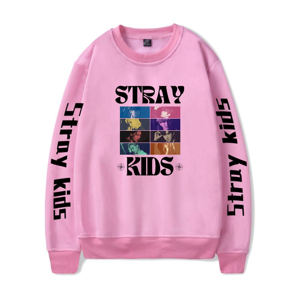 

Горячая мода Stray Kids Letters Printed Oversize Hoodie Women Men O-neck Long Sleeve Crewneck Толстовка Casual Tracksuit XXS розовый