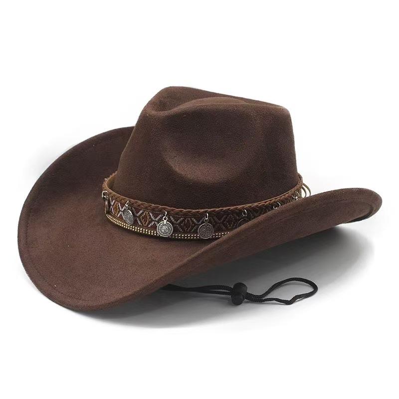 Popular retro western cowboy hat men's and women's big-brimmed sunshade jazz top hat ethnic style sunscreen hat