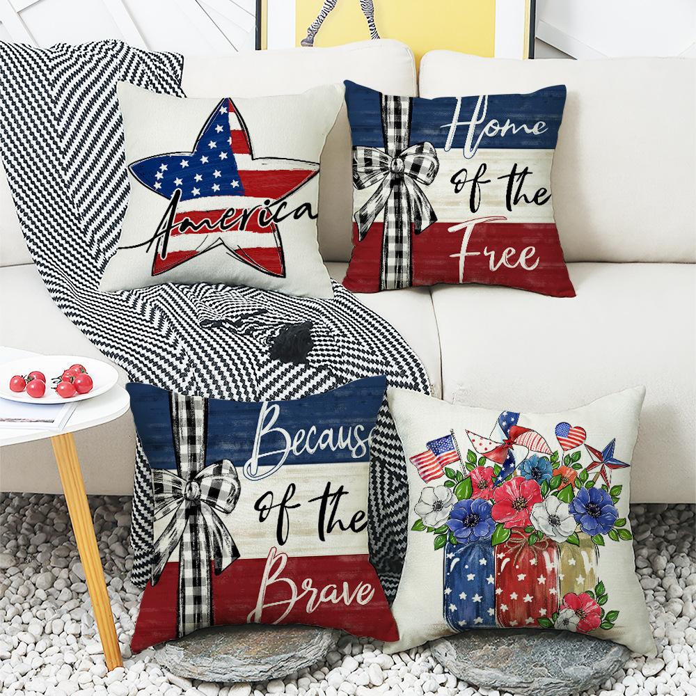 New Independence Day Letter Printed Cushion Cover Festive Atmosphere Cushion Cover Home Sofa Cushion Cover