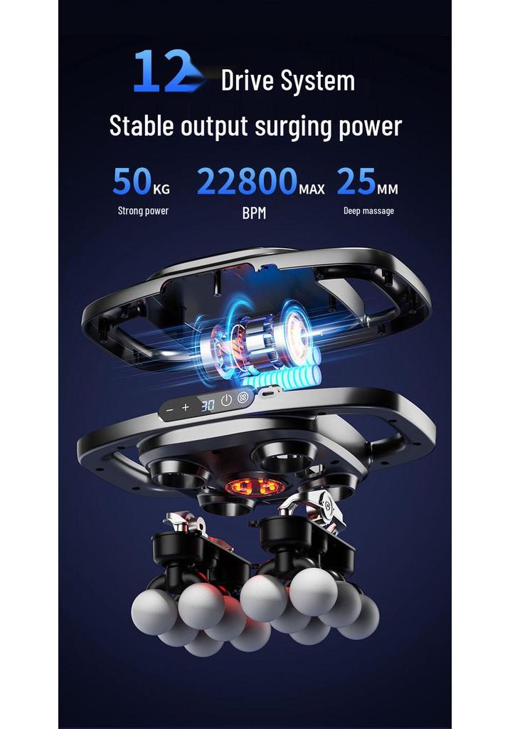 Smart Twelve-Head Professional Percussion Massager for Full Body Relaxation