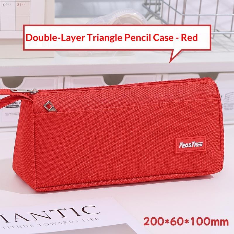 Durable Canvas Pencil Case With Large Storage Pocket Smooth Metal Zipper For School Student Stationery Storage