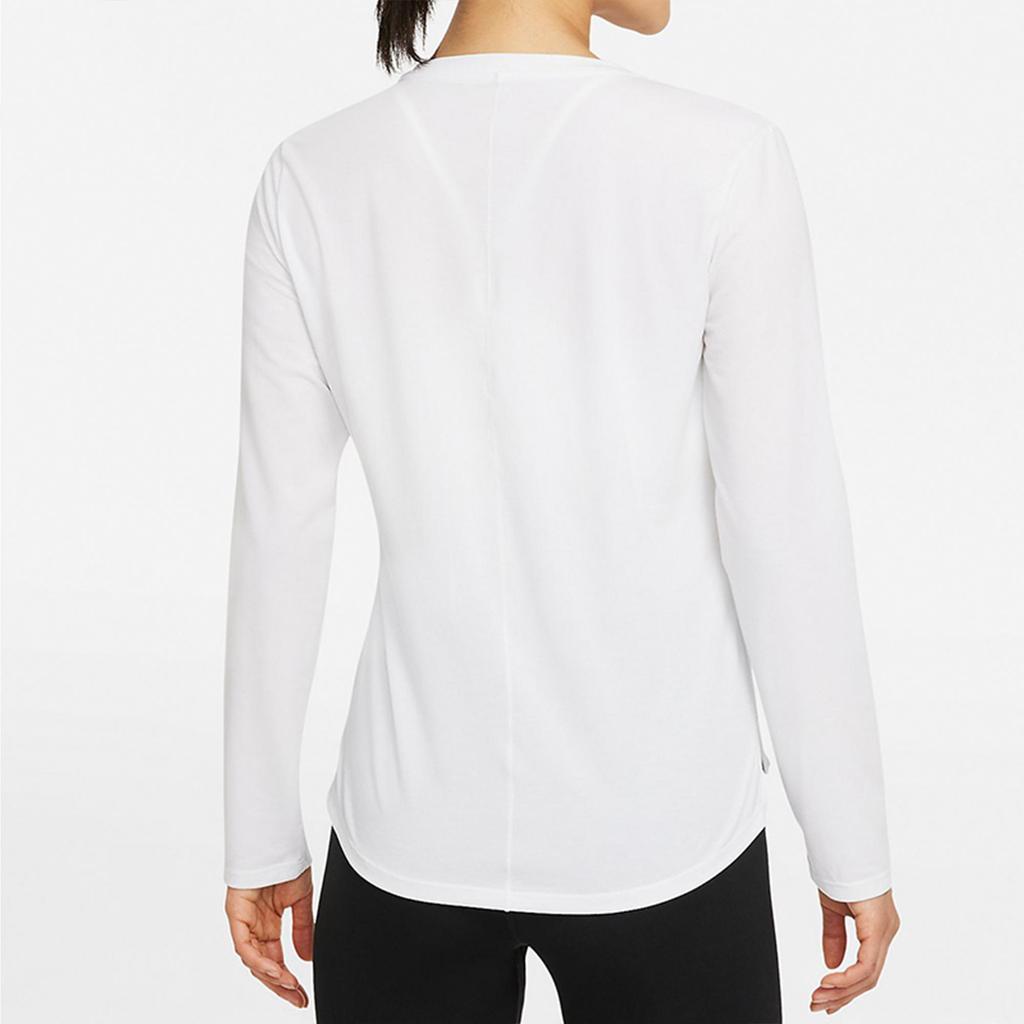Nike Einfarbiges Trainings-Atmungsaktives Langarm-T-Shirt Damen Tops Weiß DD0621-100