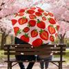 1pc strawberry pattern Automatic Folding Umbrella, Heavy Duty 8 Rib Iron Frame,  Suitable for Travel, Daily Use, Birthday, Decor Gift m0104005