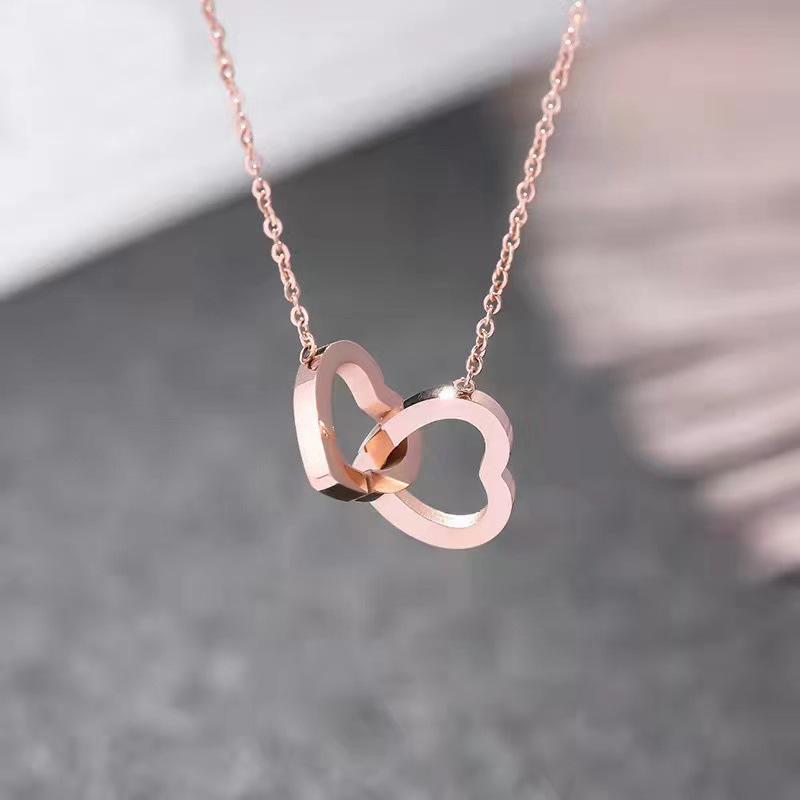 Custom 316 Stainless Steel Jewelry Gold Plated Butterfly Heart Bow Pendant Simple Zircon Necklace Jewelry for Women