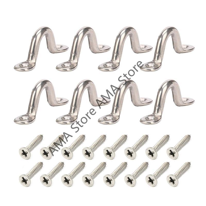 

8/10pcs Handle 5mm Stainless Steel Wire Eye Strap Boat Marine Tie Down Fender Hook Canopy Engines Accessories