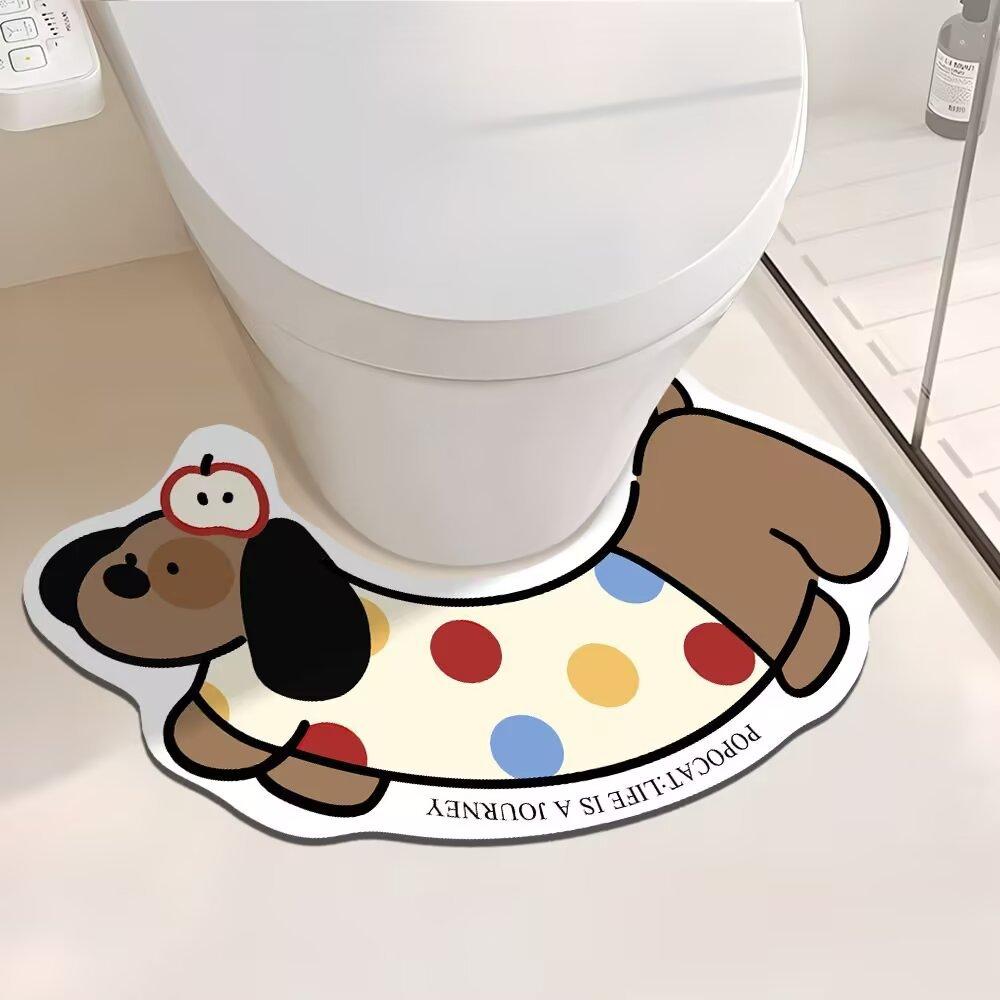 Dachshund Toilet U-Shaped Floor Mat Bathroom Strong Absorbent Non-Slip Foot Mat Diatom Mud Toilet Dirt-Resistant Non-Slip Mat