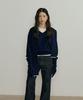 Lingseoul Merino Wool V-Neck Knit Top-Navy