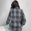 women plaid button down shirt collared long sleeve casual oversized fit blouse