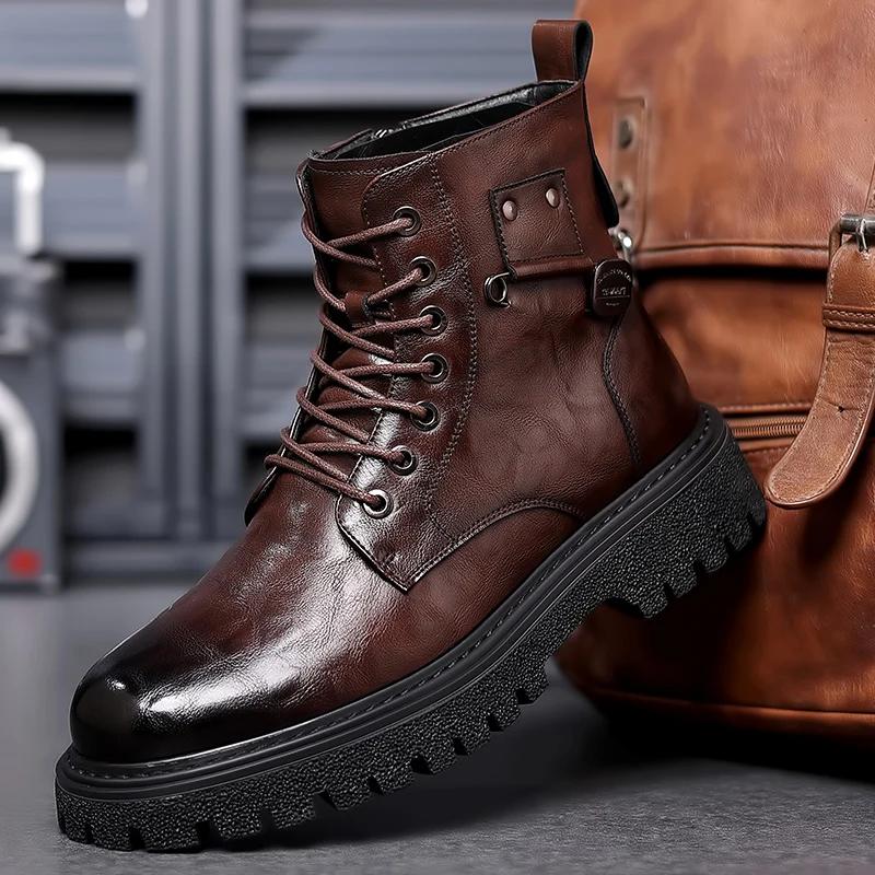 Fashion Italian Ankle Boots Winter Work Boots Men's Business Boots Wear-resistant Soles Men's Casual Boots Cold Resistant Cotton Boots