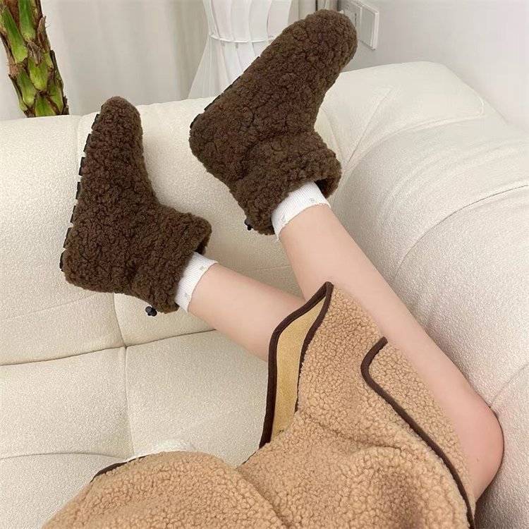 

Шерсть ягненка зима новый милый нишевый Шибуя красотки волосатые сапоги термосапоги персонализированные снежные сапоги женские 666 random stock shoes