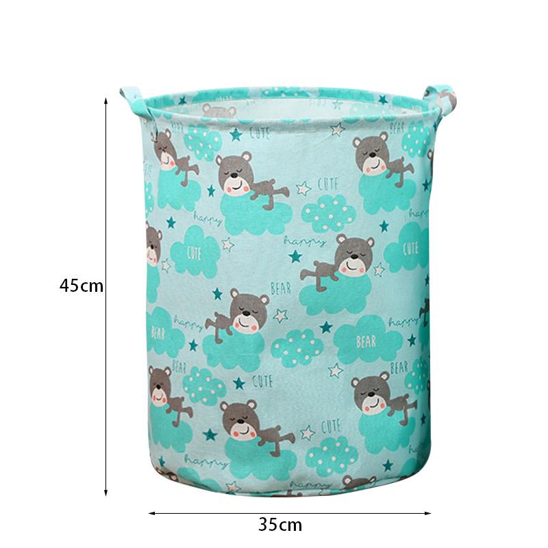 Cotton Linen Dirty Laundry Basket Foldable Round Waterproof Organizer Bucket Clothing Children Toy Large Capacity Storage Home