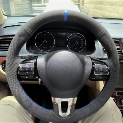 Car Steering Wheel Cover For Volkswagen Golf 6 Mk6 Polo Sagitar Bora Santana Jetta Mk6 Suede Leather Steering Wrap Cover