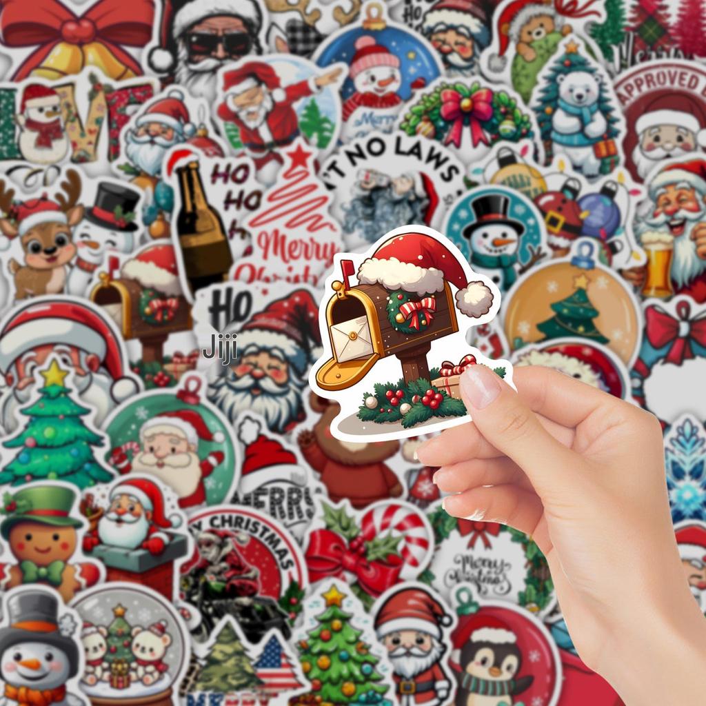 50 Christmas Stickers: Santa Claus Decoration for Phone Cases, Computers, DIY Crafts, Waterproof and Graffiti-Style.