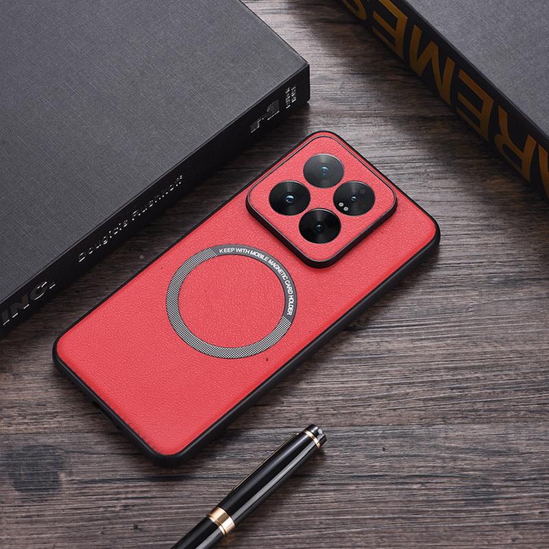 Magsafe Magnetic Wireless Charging Case For Xiaomi 15 Ultra Mi 15 Pro 14T Pro 14  PU Leather Cover