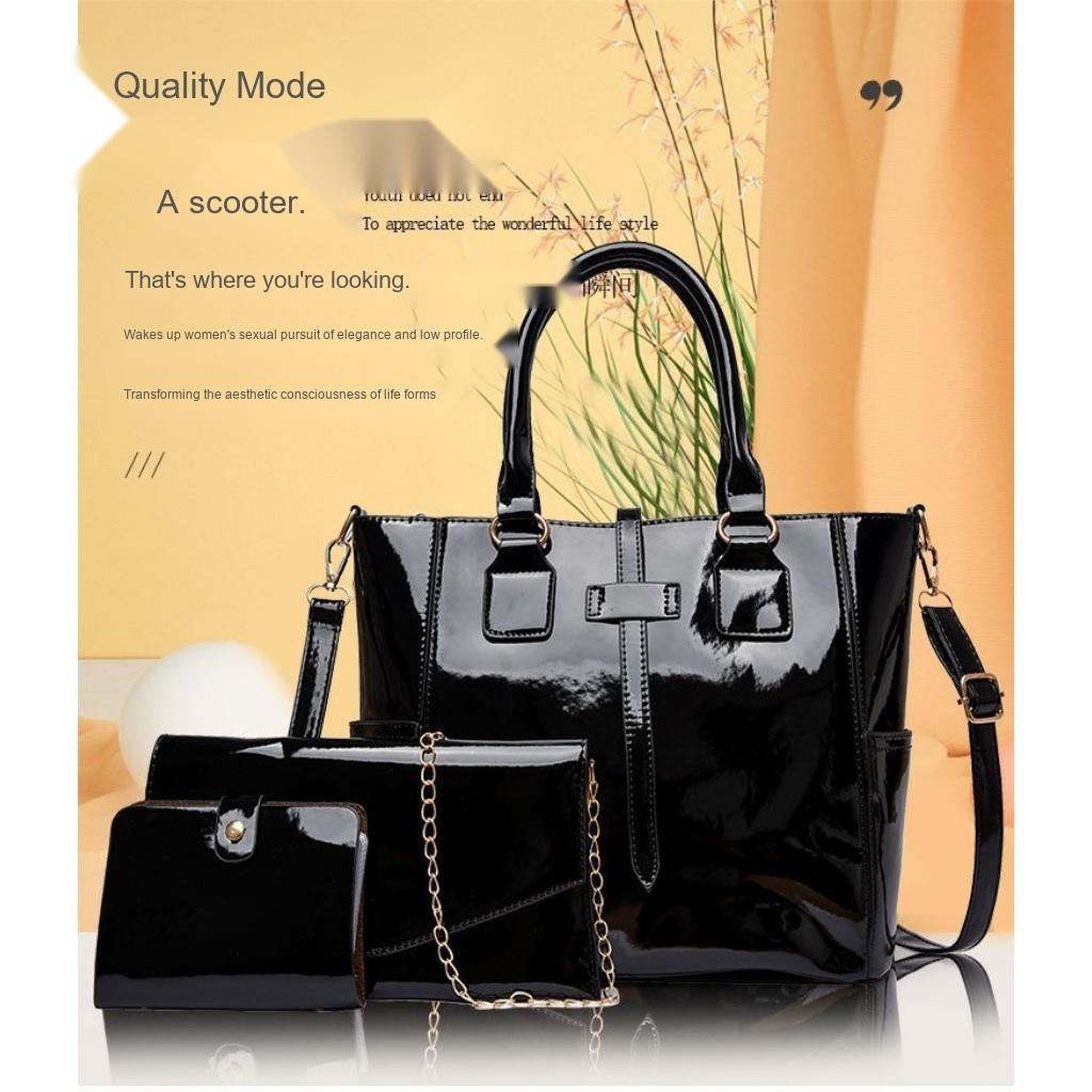 Tote Bag Women PU Three Piece Set Sequined Adjustable Strap Daily Commute