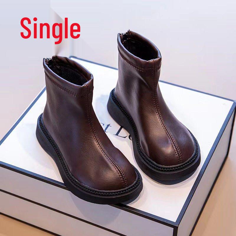 

Девичьи ботинки Мартин в британском стиле - Осень/Зима 2025, Нескользящая подошва, Мягкая подошва, На флисовой подкладке, Кожаные ботильоны. Add 0.7cm to foot length for size