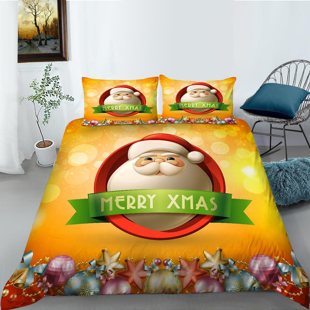 Christmas Decoration Quilt Cover Pillowcase Two Three Piece Set Polyester 3D Digital Printing Holiday Gift