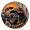 Old Style Trucks Theme Round Metal Aluminum Sign Art Desktop Decorative Plates for Bar Garage Club Yard Home Office Wall Decor