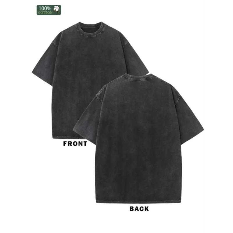 European sizes Men's Vintage Washed T-Shirt with Print Soft Breathable Cotton Loose Fit Round Neck Short Sleeve Tee Suitable for Casual Streetwear