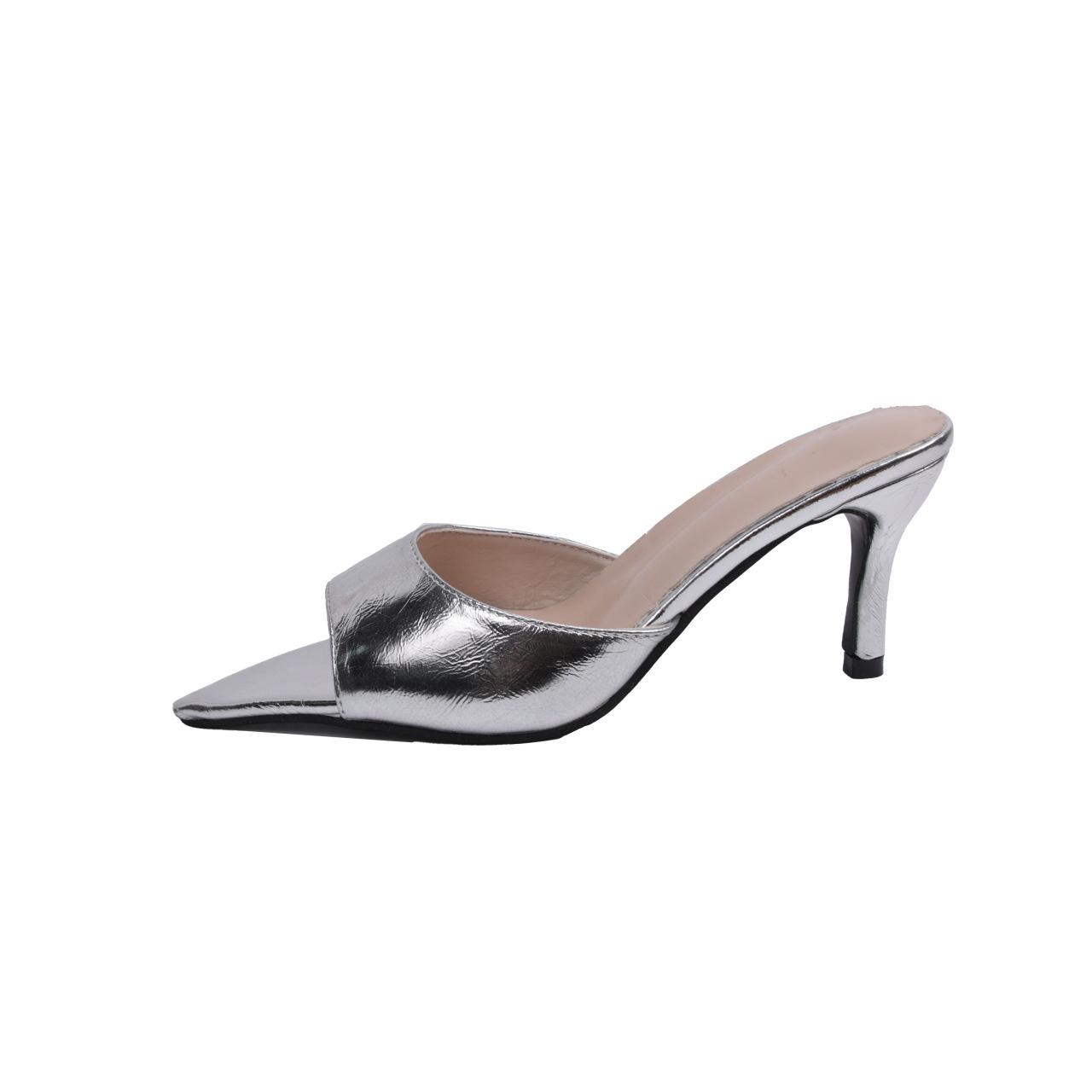 Женские босоножки на высоком каблуке летние новые модные элегантные с открытым носком с леопардовым принтом женские сексуальные вечерние босоножки на высоком каблуке 35 40 35 серебряный 3229₽