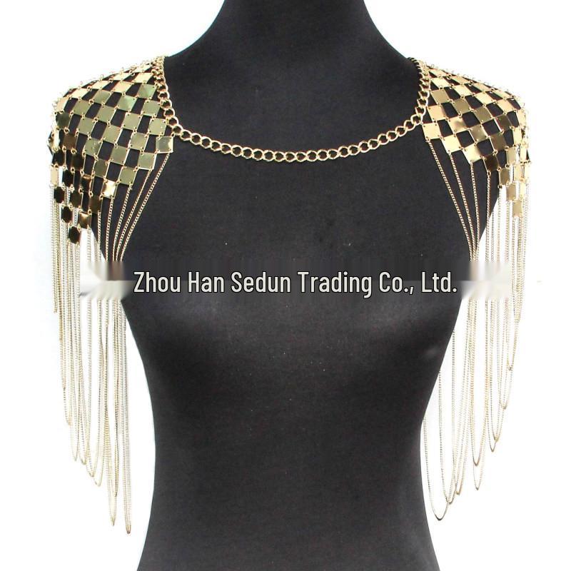 

Trendy European & American Double Shoulder Tassel Body Chain with Exaggerated Heavy Metal Texture золотой