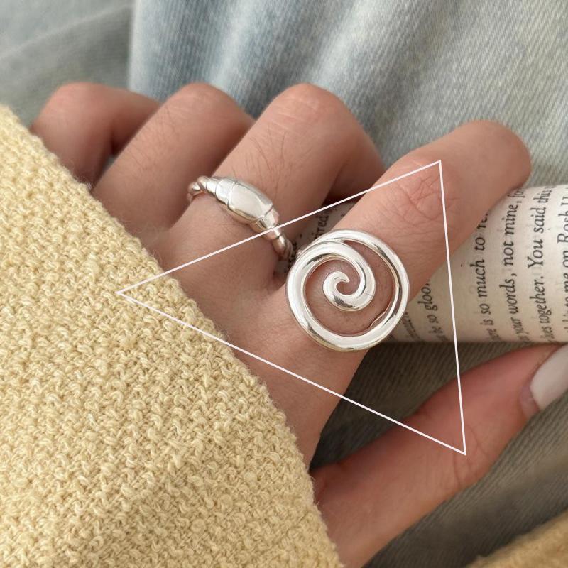 PANJBJ 925 Sterling Silve Irregular Ring for Women Girl Liquid Lava Hollowing Out Wide Hip Hop Jewelry Gift Dropshipping