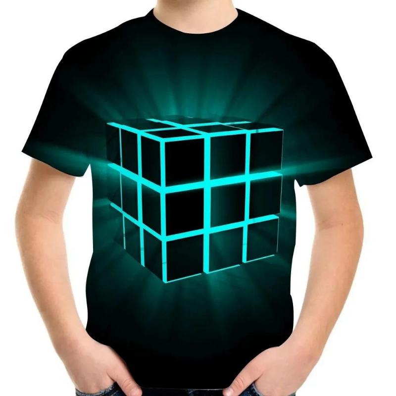 Jigsaw Cube 3d Stampa T-shirt Moda Cubo di Rubik Modello Maglietta Estate Ragazzi Ragazze Tee Tops Streetwear Tops Abbigliamento per bambini