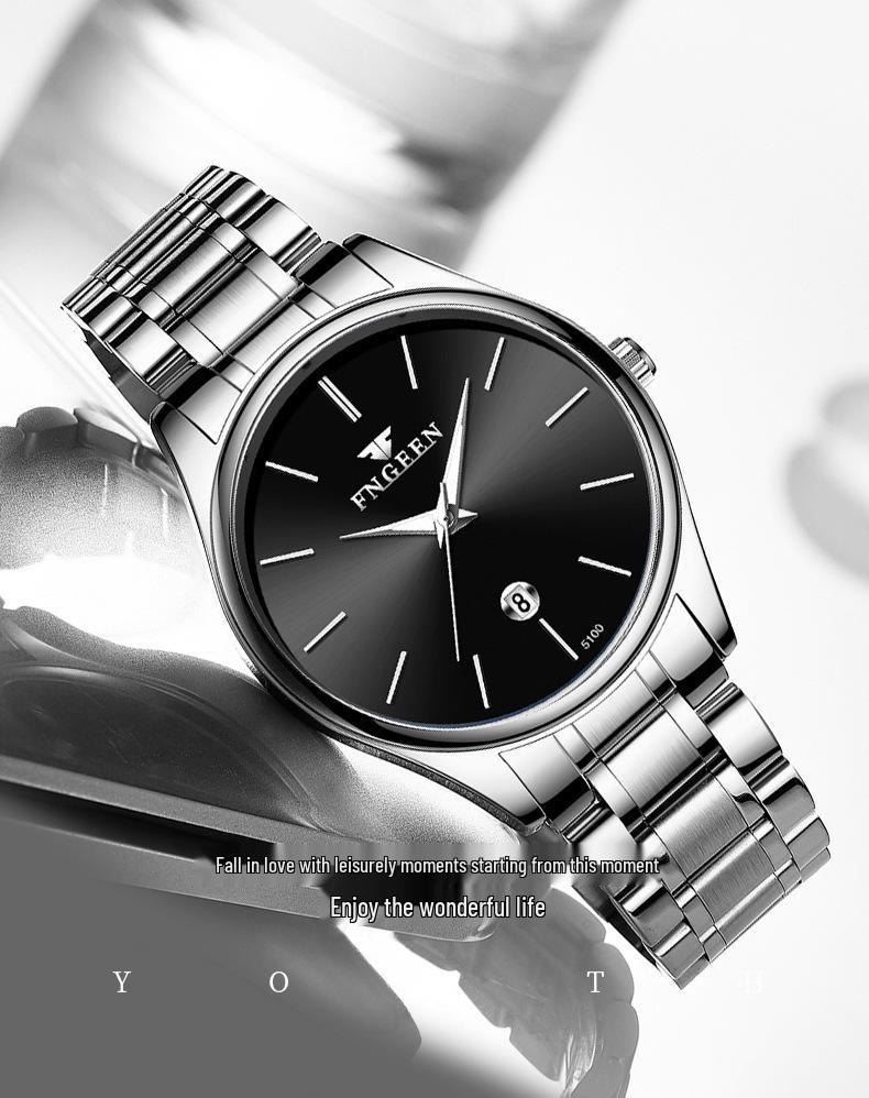 Fengzun Ultra-Thin Black Quartz Mesh Strap Waterproof Men's Watch