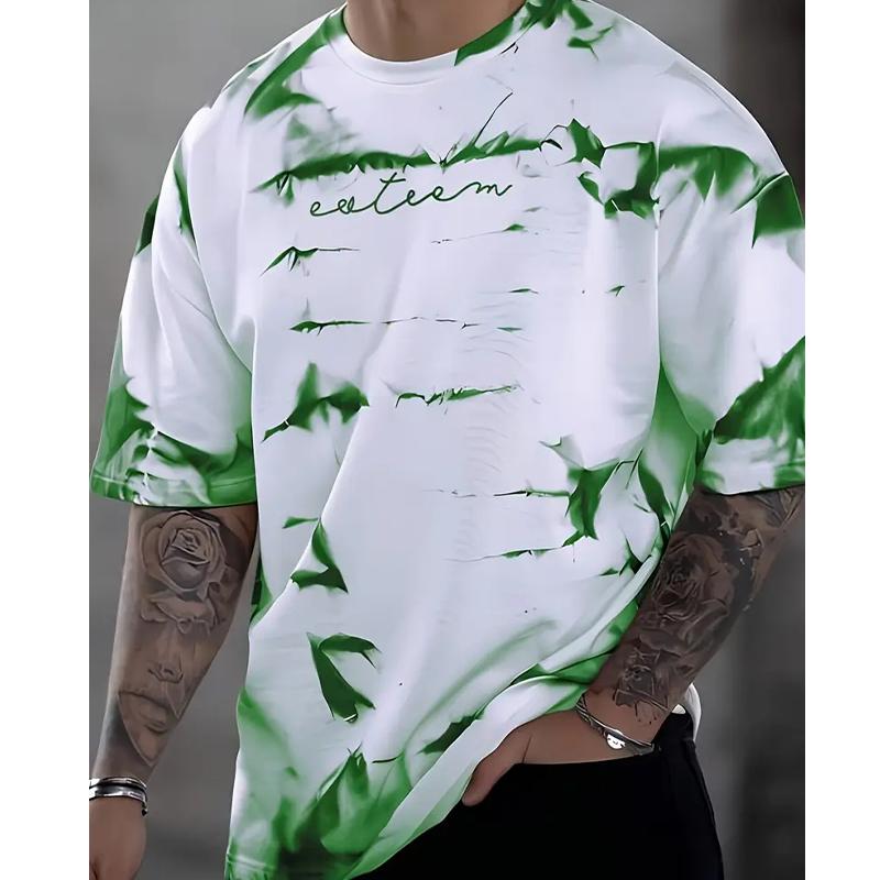 New Summer Men's Fashion T-shirt Personality Rendering Printed Men's T-shirt Top