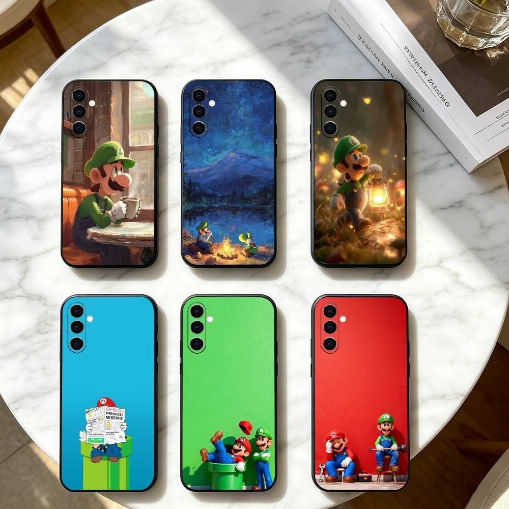 Cartoon Super-Z MarioS Bros Phone Case Black Silicone Soft For Samsung Galaxy A73,A72,A71,A70,A53,A52,A51