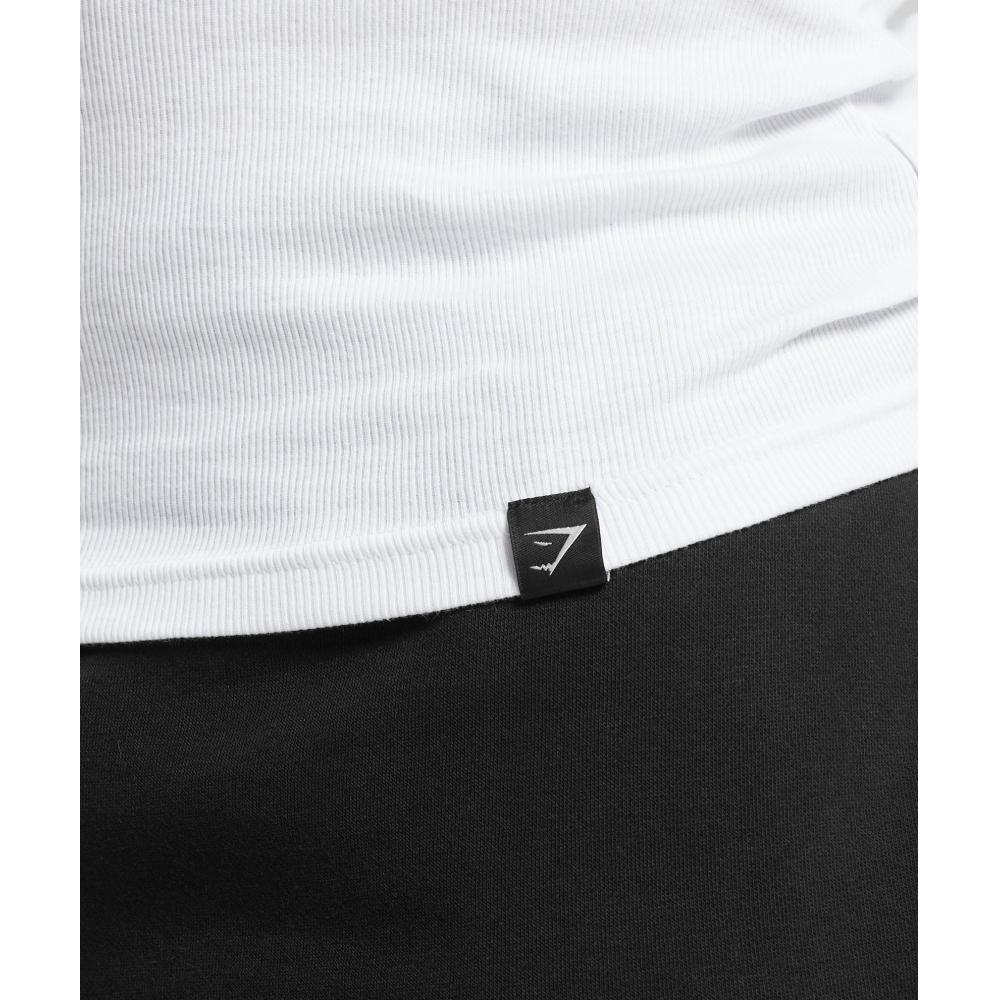 Gymshark Ribbed Long Sleeve T shirT whiTe A6a2f Wb57